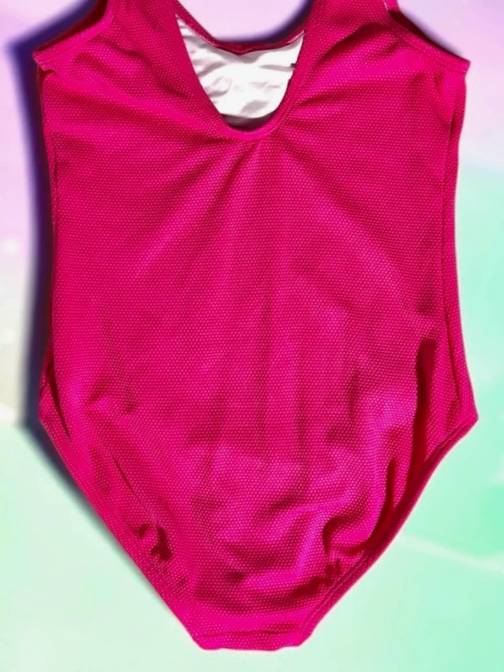 Old Navy Girls Swimsuit Bright Textured Pink One‑Piece XL 14–16 EUC